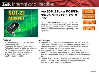 New SOT-23 Power MOSFETs Product Family from -30V to 100V