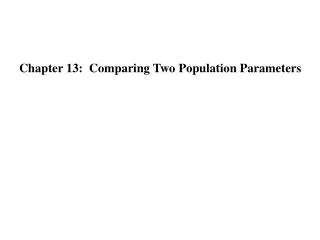 Chapter 13: Comparing Two Population Parameters