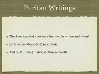 Puritan Writings