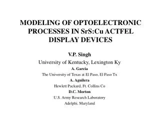 MODELING OF OPTOELECTRONIC PROCESSES IN SrS:Cu ACTFEL DISPLAY DEVICES