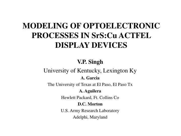 modeling of optoelectronic processes in srs cu actfel display devices