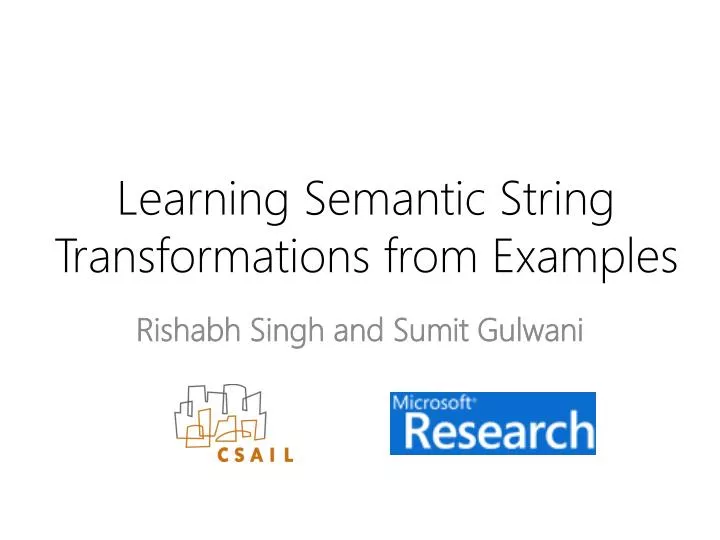 learning semantic string transformations from examples