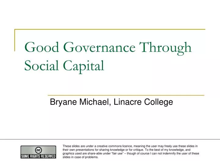 good governance through social capital