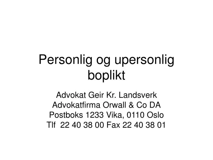 personlig og upersonlig boplikt