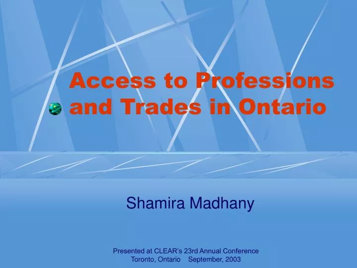 access to professions and trades in ontario