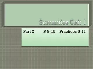 Semantics Unit 1