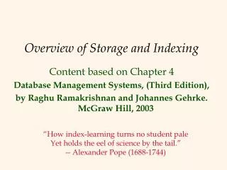 overview of storage and indexing