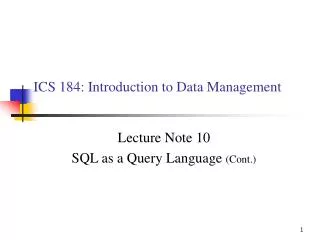 ICS 184: Introduction to Data Management