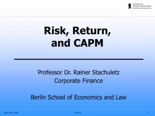 Risk, Return, and CAPM