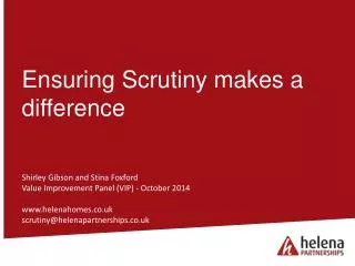 Ensuring Scrutiny makes a difference
