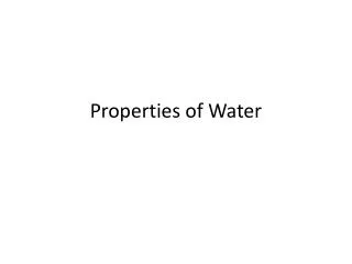 Properties of Water