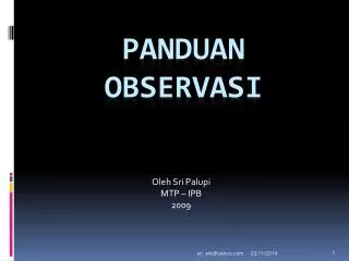 oleh sri palupi mtp ipb 2009