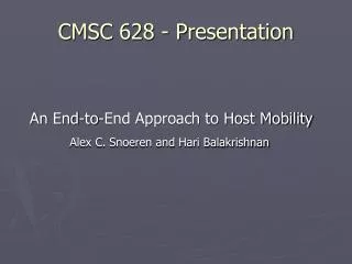 CMSC 628 - Presentation