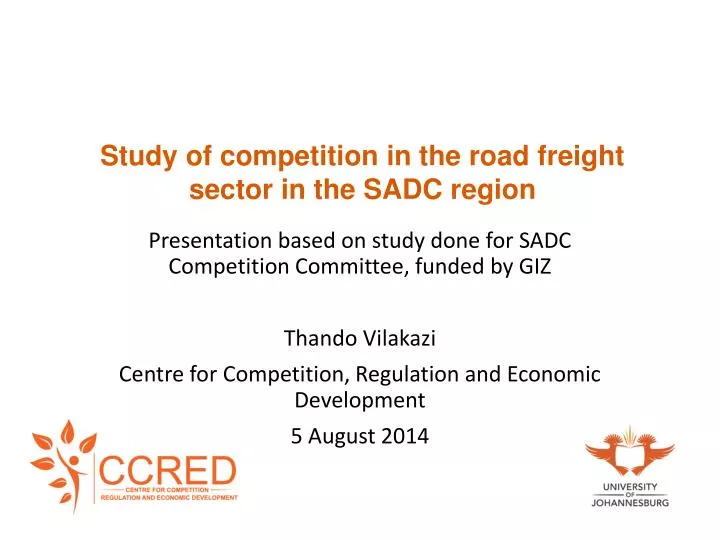 study of competition in the road freight sector in the sadc region