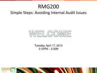RMG200 Simple Steps: Avoiding Internal Audit Issues