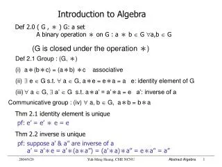 Introduction to Algebra