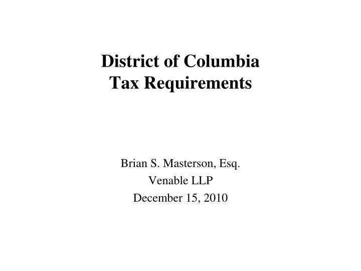 district of columbia tax requirements