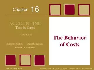 The Behavior of Costs
