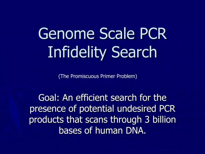 genome scale pcr infidelity search