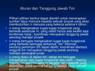 aturan dan tanggung jawab tim