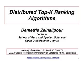 Distributed Top-K Ranking Algorithms