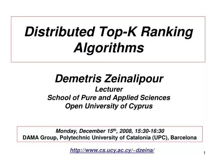 distributed top k ranking algorithms