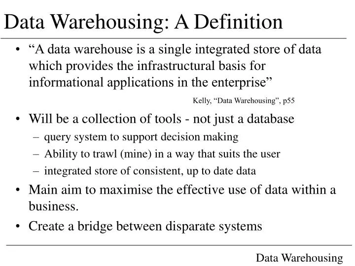 data warehousing a definition