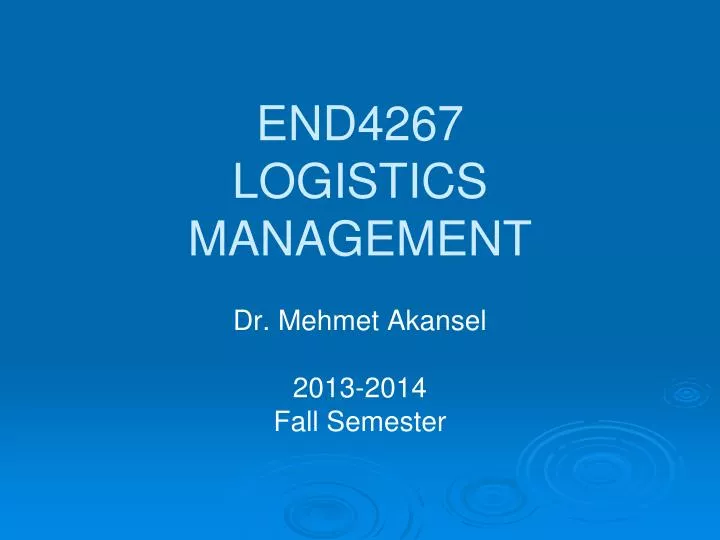 end4267 logistics management