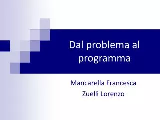dal problema al programma