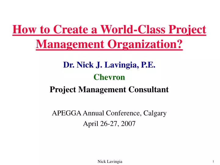 how to create a world class project management organization