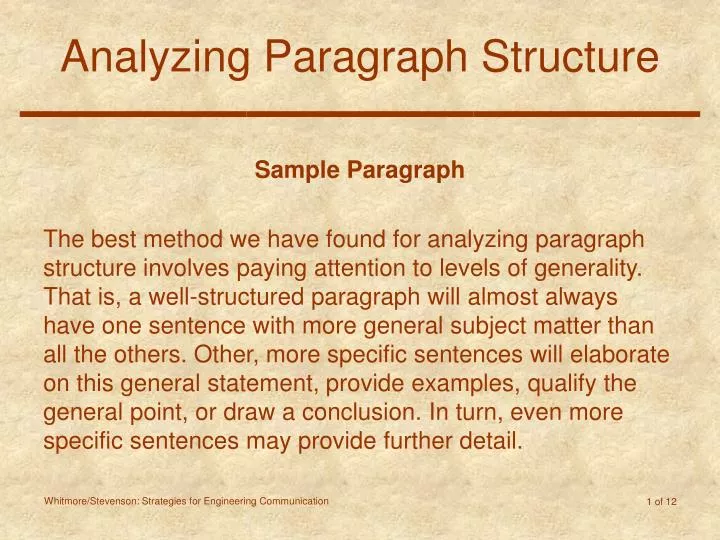 analyzing paragraph structure