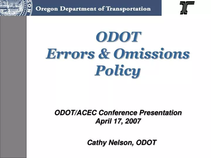 odot errors omissions policy