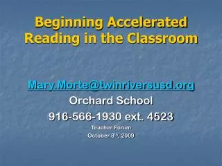 Beginning Accelerated Reading in the Classroom