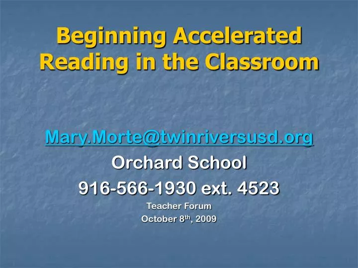 beginning accelerated reading in the classroom