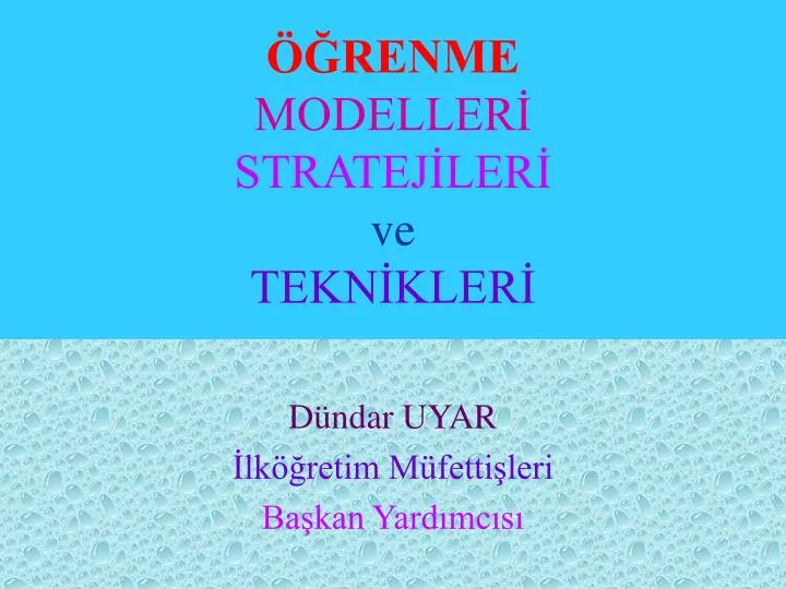 renme modeller stratej ler ve tekn kler