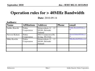 Operation rules for &gt; 40MHz Bandwidth