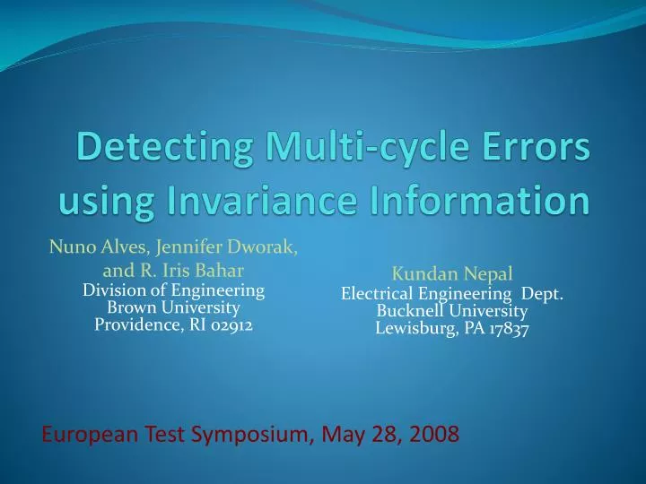 detecting multi cycle errors using invariance information