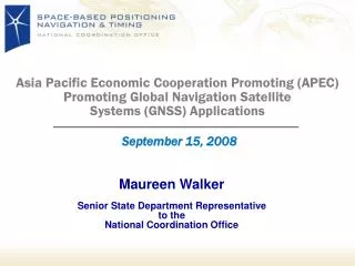 Maureen Walker Senior State Department Representative to the National Coordination Office
