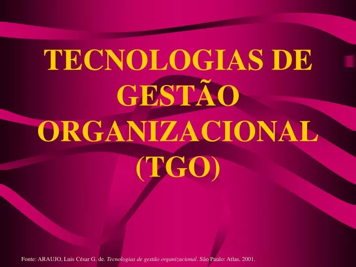 tecnologias de gest o organizacional tgo