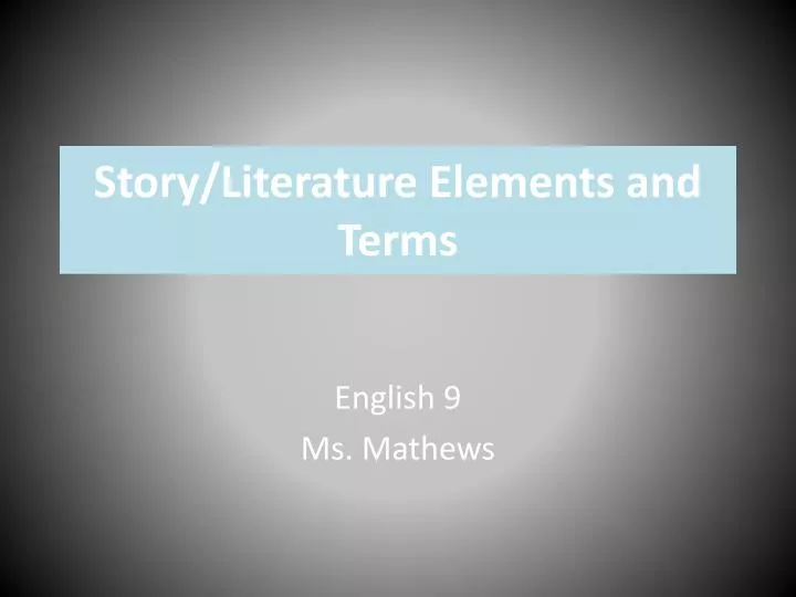 story literature elements and terms