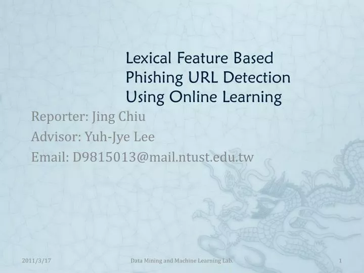 lexical feature based phishing url detection using online learning