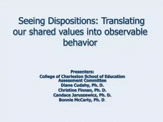 Seeing Dispositions: Translating our shared values into observable behavior