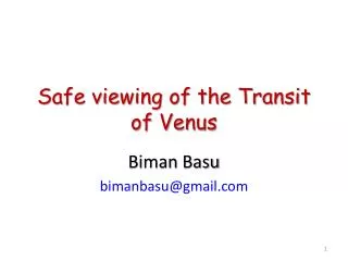 Safe viewing of the Transit of Venus