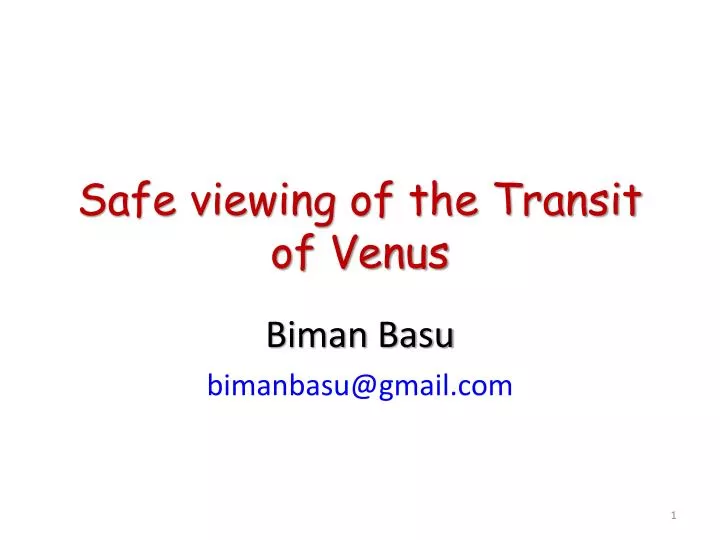 safe viewing of the transit of venus