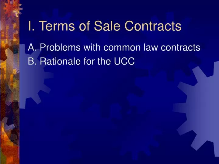 i terms of sale contracts