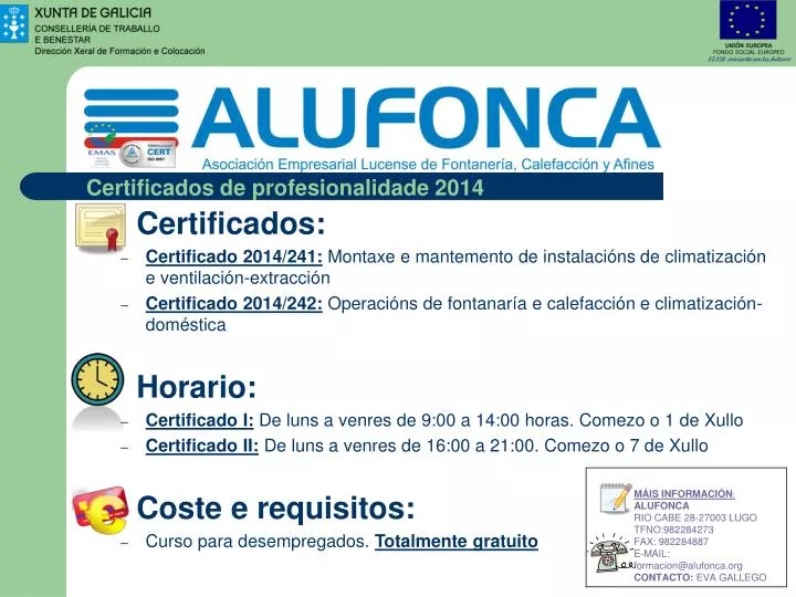 certificados de profesionalidade 2014