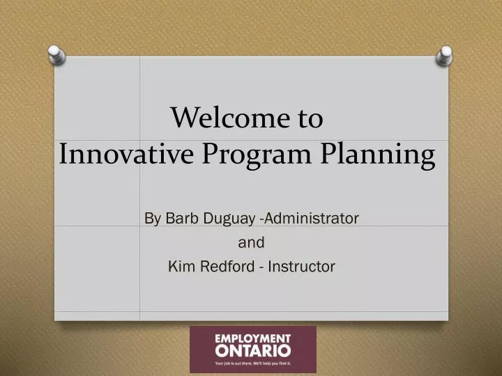 welcome to innovative program planning
