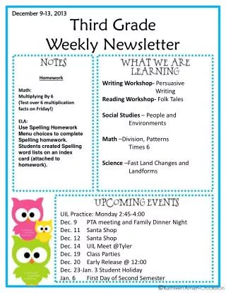 Third Grade Weekly Newsletter