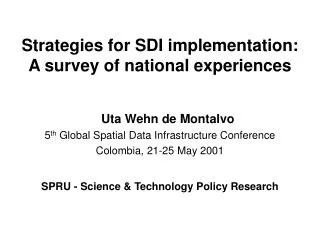 Strategies for SDI implementation: A survey of national experiences