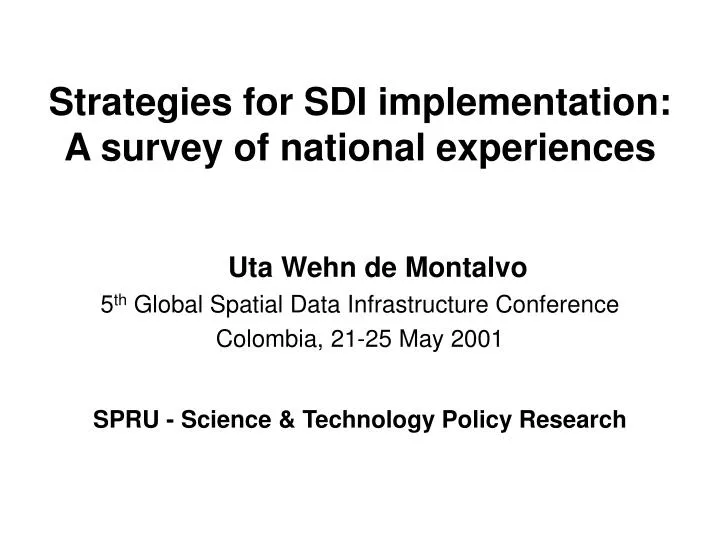 strategies for sdi implementation a survey of national experiences